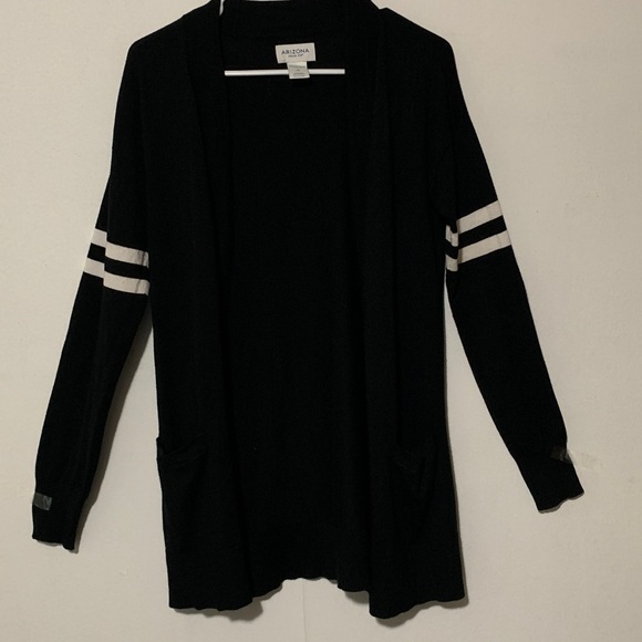 Amazon Essentials Sweaters - Arizona Women's Black Cardigan with White Stripes